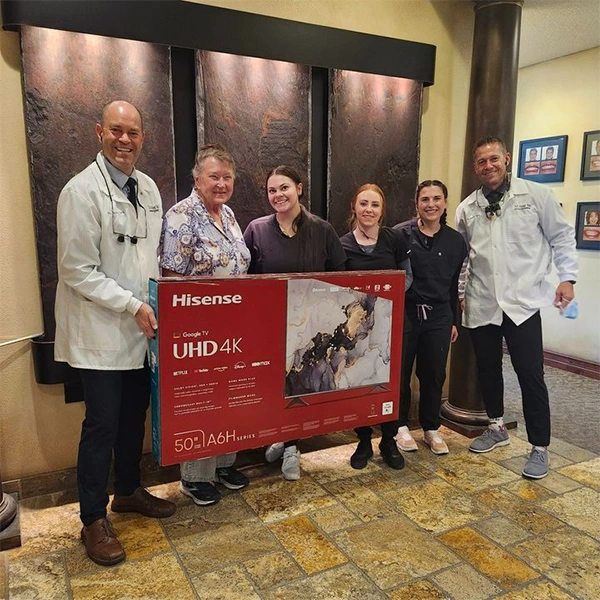 To our lucky patient Kristin L. that won the 50 HiSense TV