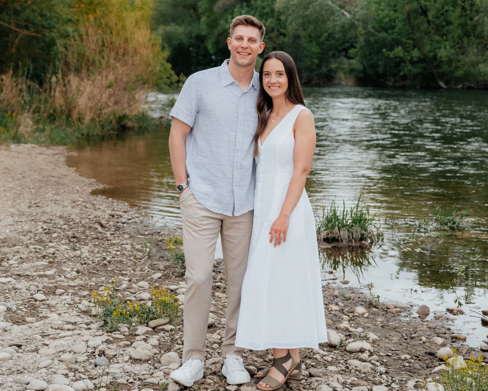 Boise dentist Dr. William Foxcroft with his wife beside the Boise River